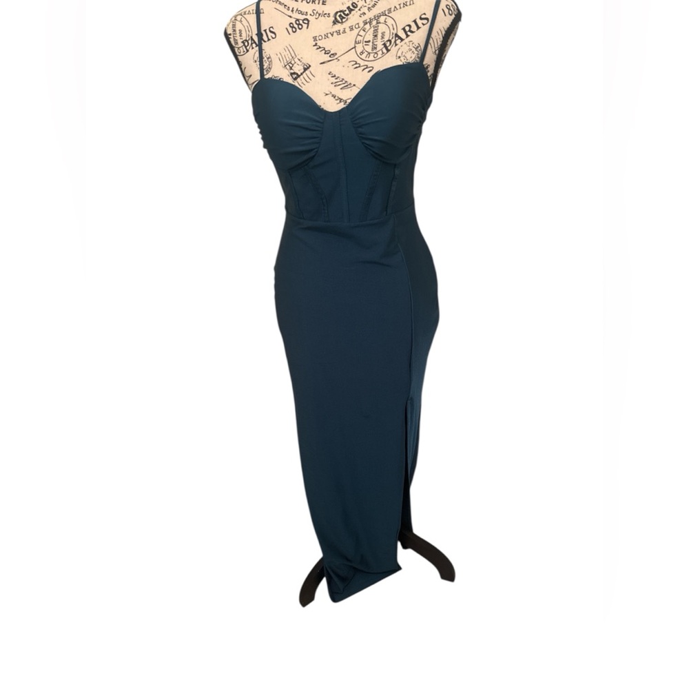 Blue Ruched Sweetheart Bodycon Dress